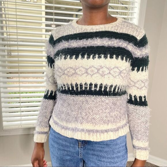 2/$20 Forever 21 Fuzzy Warm fair isle Printed Crewneck Sweater - Picture 4 of 11